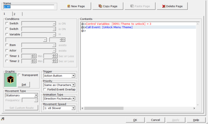 An example of a menu theme unlock event